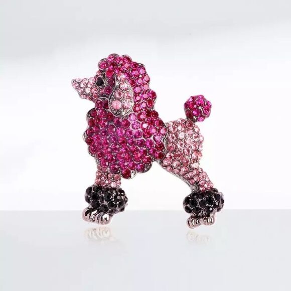 Brooch poodle dog sparkly rhinestone crystal pin - Picture 3 of 3